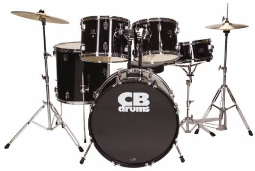 5-Piece Drum Kit with Cymbals, Hardware & Throne - Black
