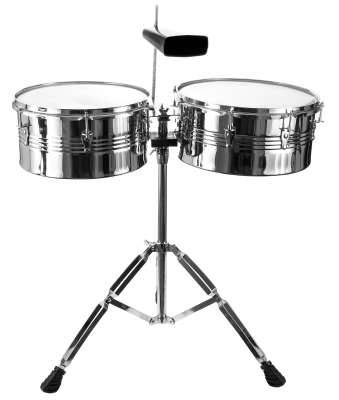 Professional Timbale Set (13 & 14 inch) with Stand & Cowbell - Chrome