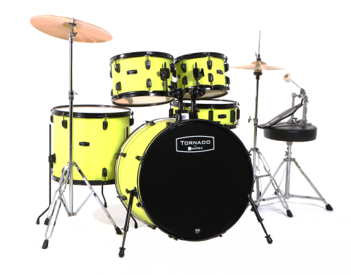Tornado 5-Piece Drum Kit (22,10,12,16,SD) with Cymbals and Hardware - Yellow