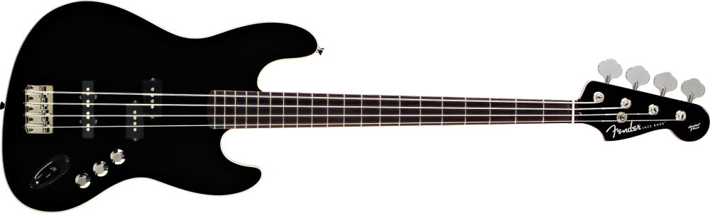 Aerodyne Jazz Bass, touche teinte en palissandre, noir, sans pickguard