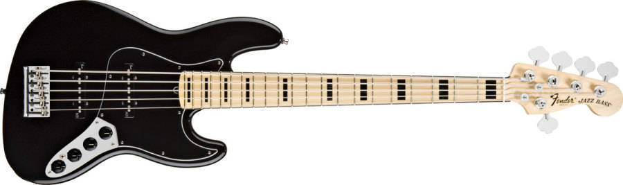 American Deluxe 5-String Jazz Bass - Maple Neck in Black