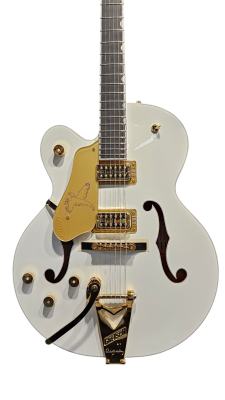 Store Special Product - Gretsch Guitars - G6136TG-LH Players Edition Falcon Hollow Body with String-Thru Bigsby and Gold Hardware, Left-Handed - White