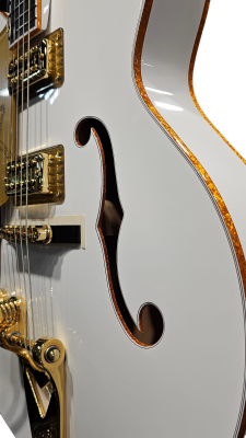 Store Special Product - Gretsch Guitars - G6136TG-LH Players Edition Falcon Hollow Body with String-Thru Bigsby and Gold Hardware, Left-Handed - White
