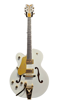 Store Special Product - Gretsch Guitars - G6136TG-LH Players Edition Falcon Hollow Body with String-Thru Bigsby and Gold Hardware, Left-Handed - White