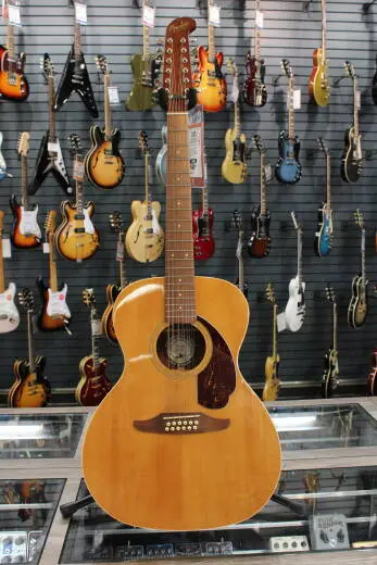 Store Special Product - Fender - Villager 12-String Acoustic/Electric Guitar, Walnut Fingerboard, Tortoiseshell Pickguard - Aged Natural