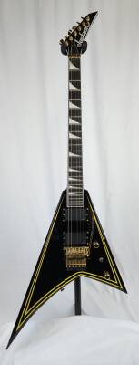 Store Special Product - Jackson Guitars - MIJ RR24MG Black w/ Yellow Pinstripes