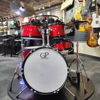 Store Special Product - Granite Percussion - Batterie junior à 5 morceaux - Avec cymbale, support, siège et plus - Rouge