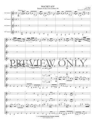 Wachet Auf from Cantata 140 - Bach/Marlatt - Clarinet Quartet