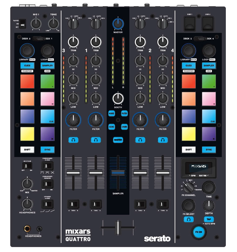 QUATTRO Professional 4-Channel Mixer/Controller for Serato DJ