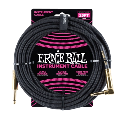 Ernie Ball - 25 Straight/Angle Braided - Black