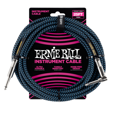 Ernie Ball - 25 Straight/Angle Braided Cable - Black/Blue