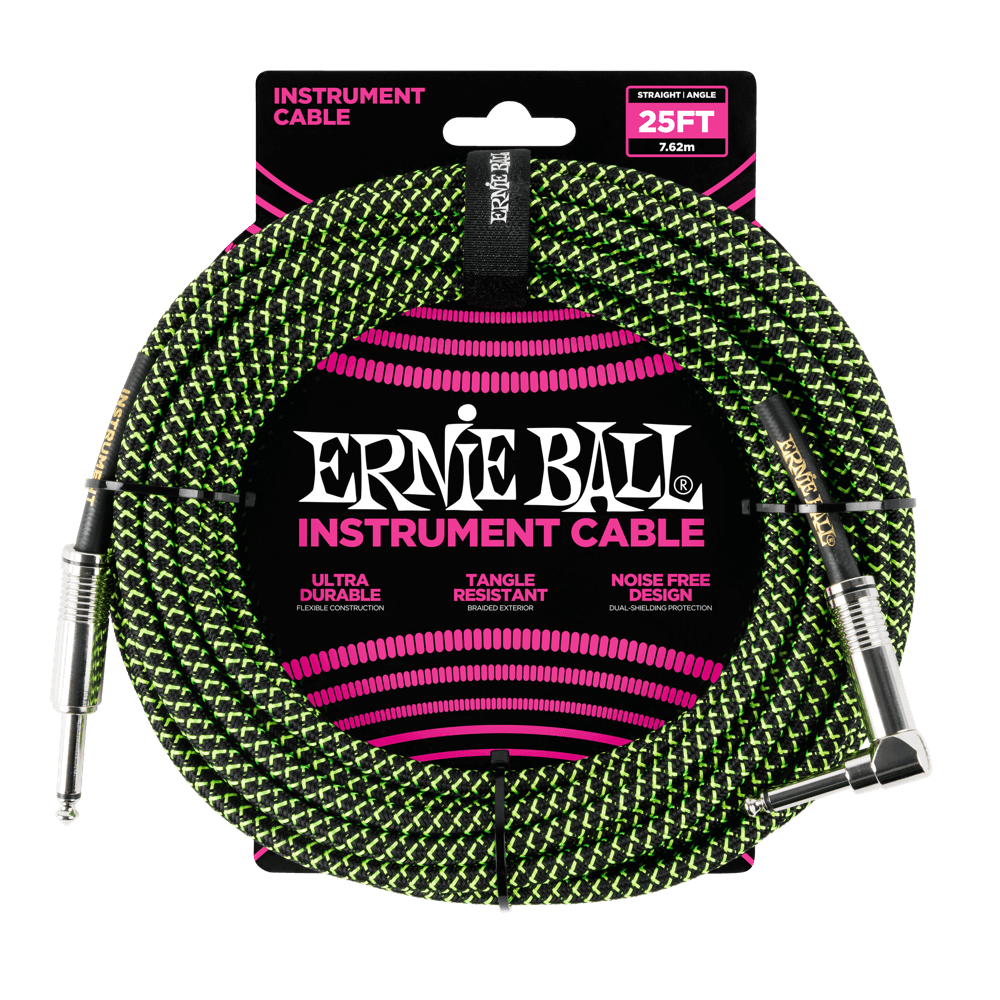 25\' Straight/Angle Braided Cable - Green/Black