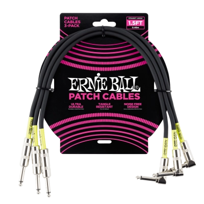 Ernie Ball - 1.5 Straight/Angle Patch Cables - 3 Pack