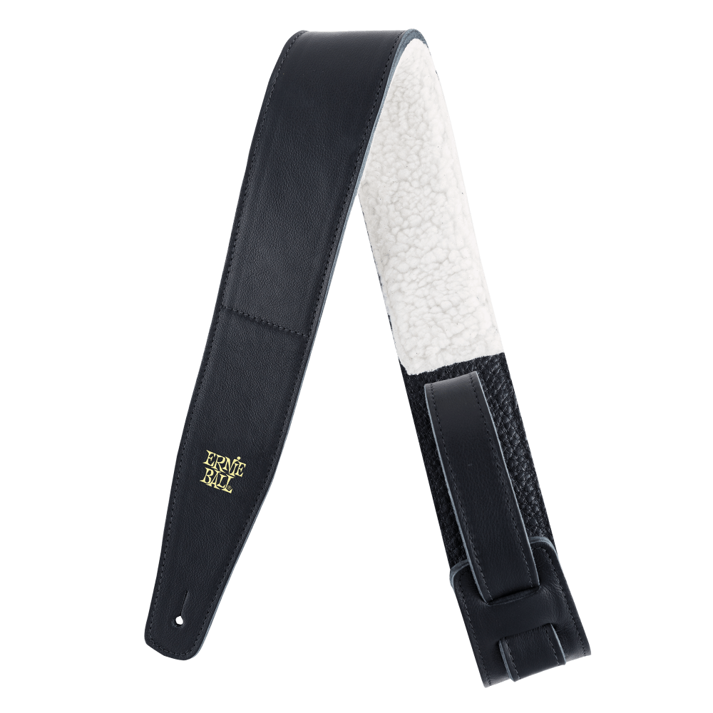 2.5\'\' Adjustable Italian Leather Strap with Fur Padding - Black