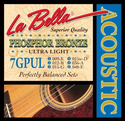 La Bella - 7GPT Phosphor Bronze Extra Light Acoustic Strings