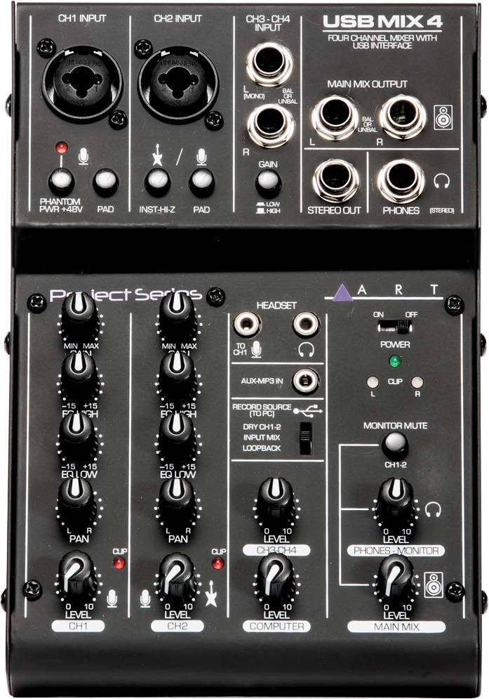 ART Pro Audio 4 Channel USB Recording Mixer Long & McQuade