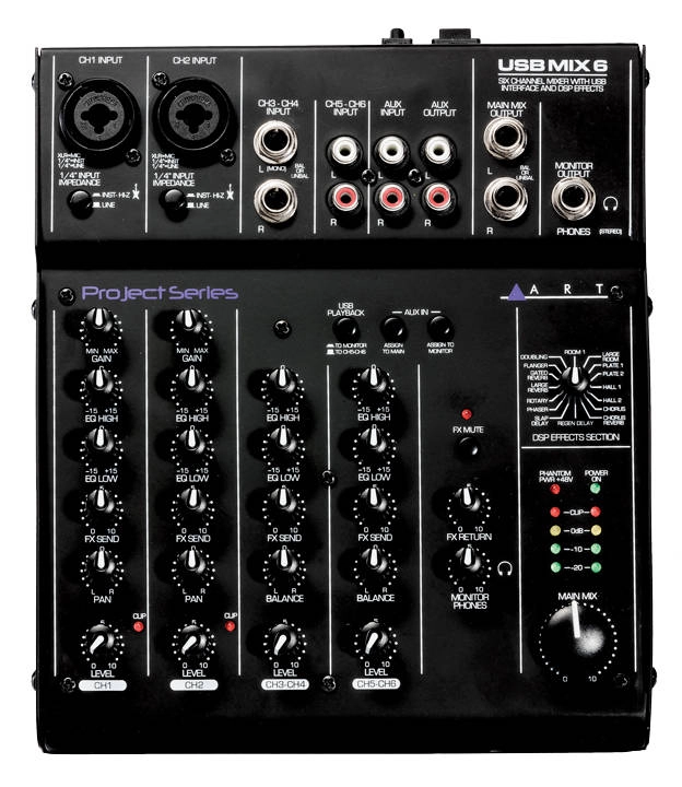 6 Channel USB Recording Mixer w/Fx