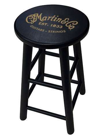 24\'\' Wooden Bar Stool with Gold Logo - Black