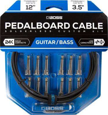 BOSS - Solderless Pedalboard Cable Kit w/12 Connectors, 12 ft Cable