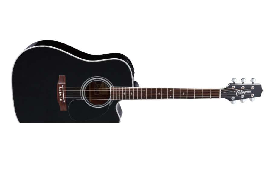 Dreadnought Acoustic Electric Guitar w/Case - Gloss Black
