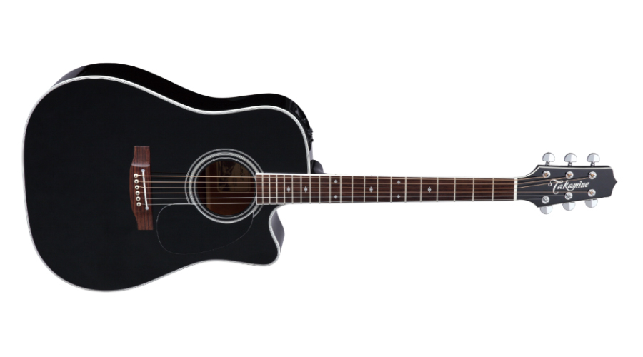 Dreadnought Acoustic Electric Guitar w/Case - Gloss Black