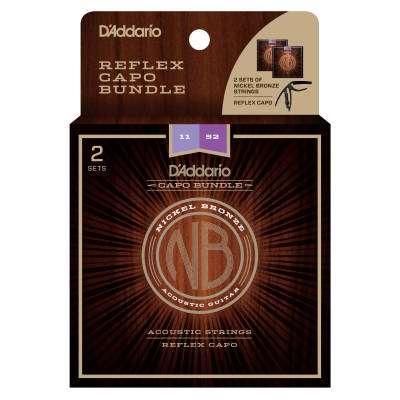 DAddario - NB1152 Nickel Bronze Acoustic Strings (2 Pack) with Reflex Capo