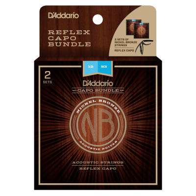 DAddario - NB1253 Nickel Bronze Acoustic Strings (2 Pack) with Reflex Capo