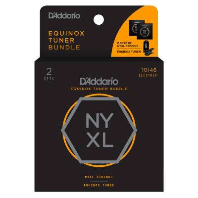 DAddario - NYXL1046 Nickel Wound Electric Strings (2 Pack) with Equinox Tuner
