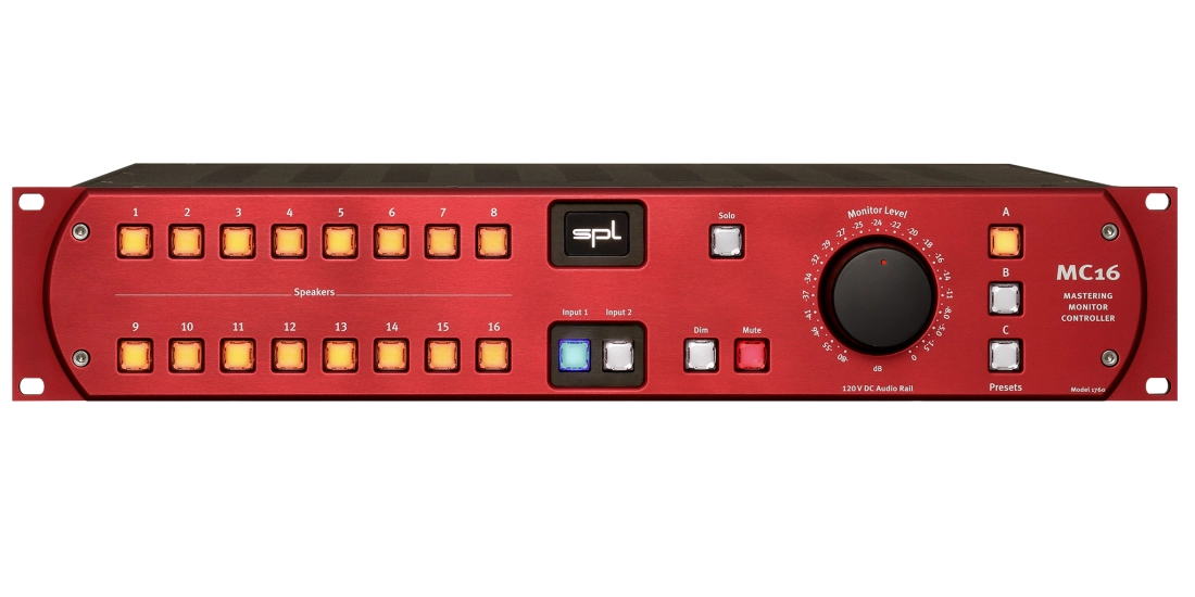 MC16 16-Channel Mastering Monitor Controller w/120V Audio Rail - Red