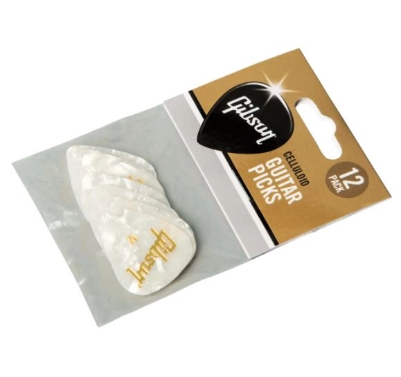 White Pearloiod Pick - Heavy - 12 Pack