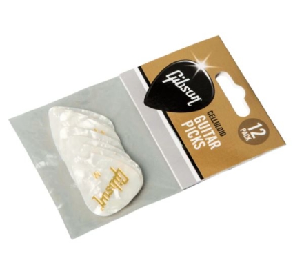 Gibson - White Pearloiod Pick - Heavy - 12 Pack