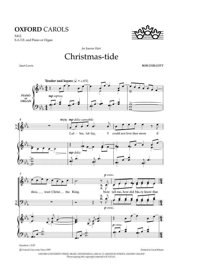 Christmas-tide - Chilcott - SATB