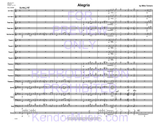 Alegria - Tomaro - Jazz Ensemble - Gr. Medium