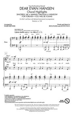 Dear Evan Hansen (Choral Highlights) - Pasek/Paul/Brymer - SSA