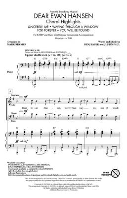 Dear Evan Hansen (Choral Highlights) - Pasek/Paul/Brymer - ShowTrax CD