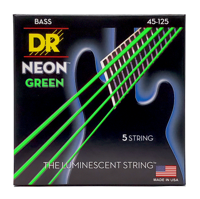 DR Strings - Neon Green 5 String Bass Strings - 45-125
