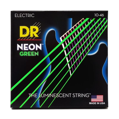 DR Strings - Neon Green Electric Guitar Strings - Medium 10-46