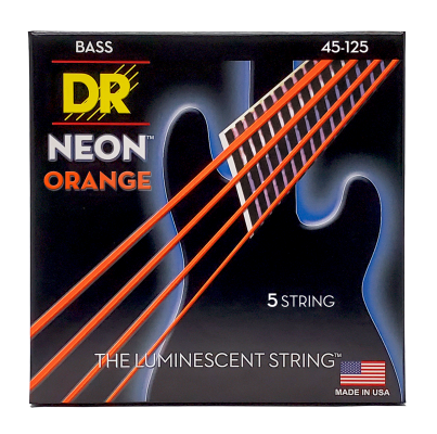 DR Strings - Neon Orange 5 String Bass Strings - Medium 45-125