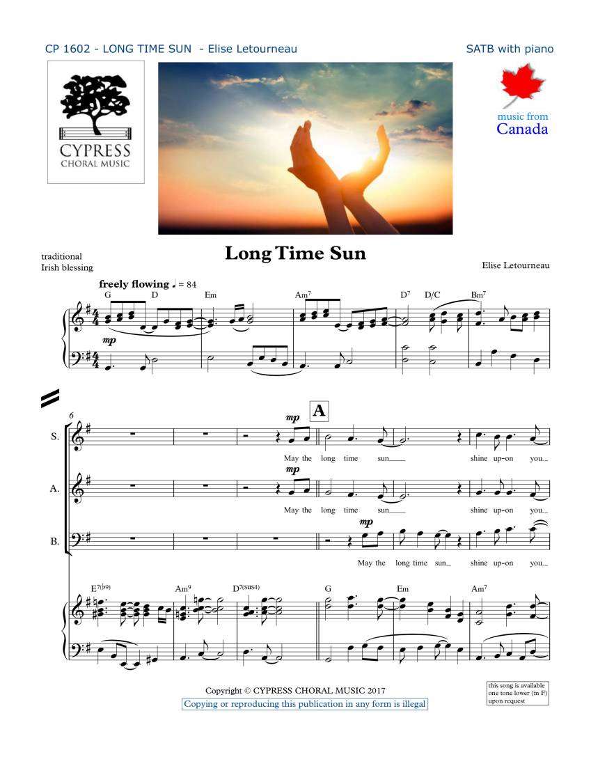 Long Time Sun - Irish/Letourneau - SATB