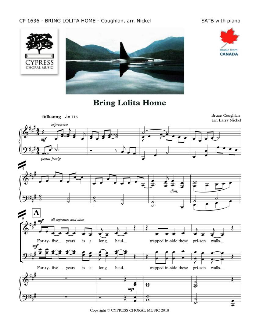 Bring Lolita Home - Coughlan/Nickel - SATB