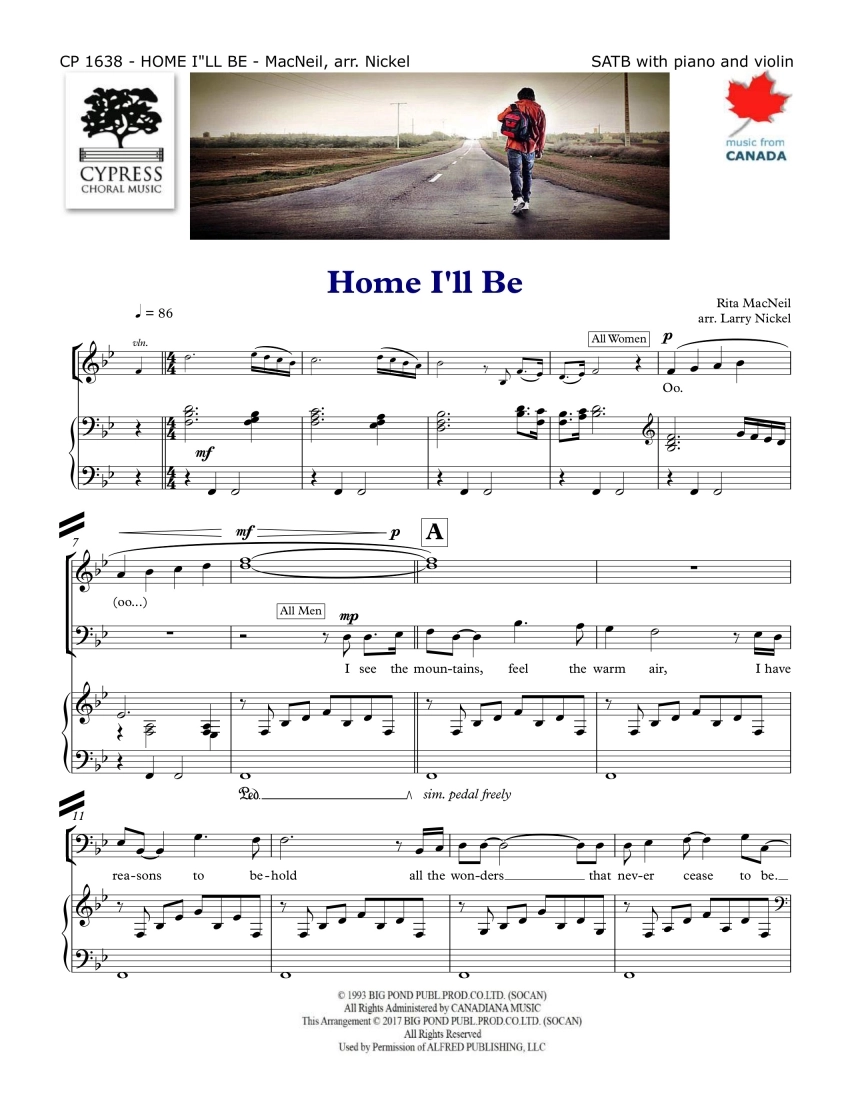 Home I\'ll Be - MacNeil/Nickel - SATB