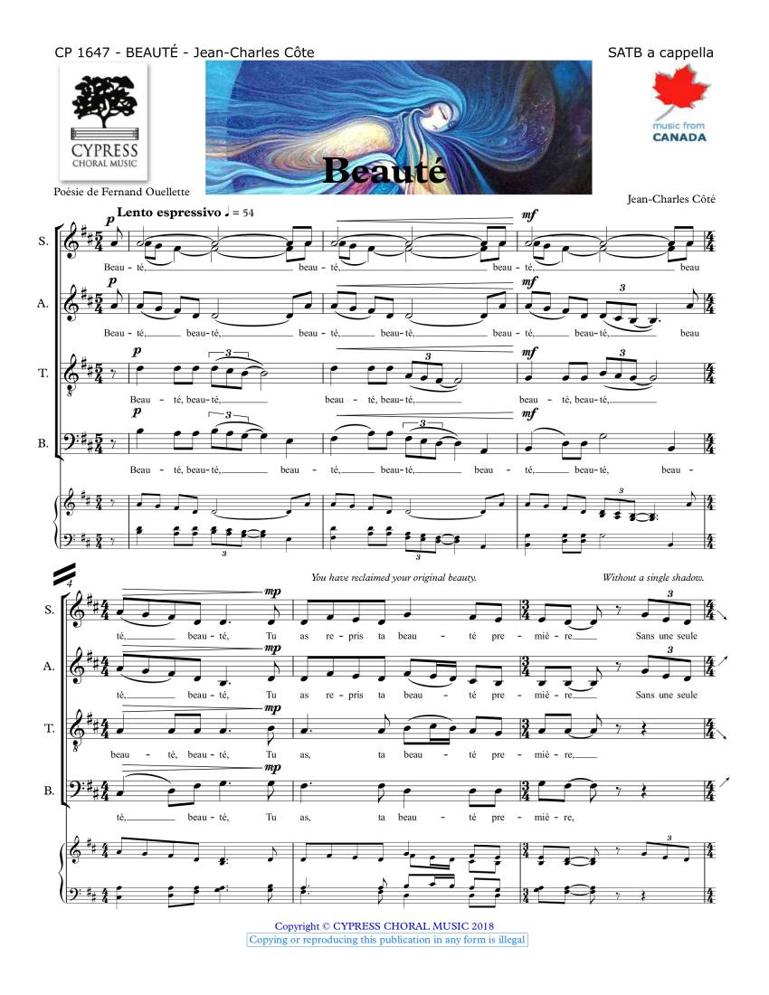 Beaute - Ouellette/Cote - SATB