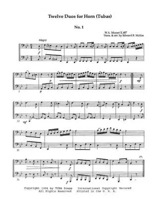 Twelve Duos for Horn (Tubas) - Mozart/McKee - Euphonium, Tuba - Book