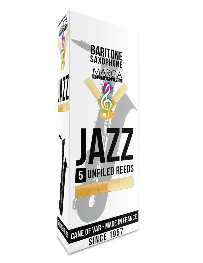 Marca Reeds Jazz Unfiled Baritone Sax Reeds, 2 Strength Box Of 5