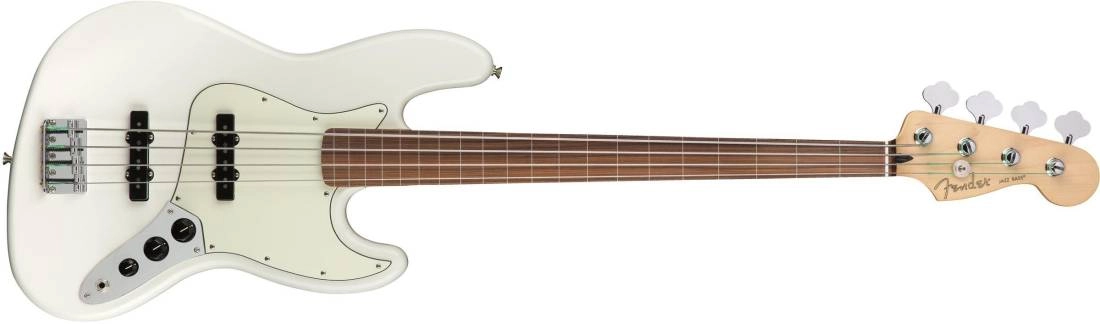 Jazz Bass Player sans frettes (fini Polar White, touche en pau ferro)