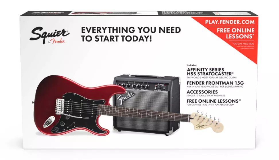 Affinity Strat HSS Starter Pack w/ Frontman 15G Amp - Candy Apple Red