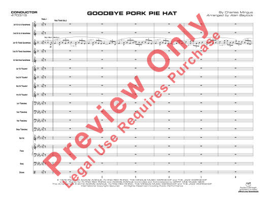 Goodbye Pork Pie Hat - Mingus/Baylock - Jazz Ensemble - Gr. 3.5