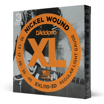 EXL110-3D - 3 Pack - Nickel Wound REG. LIGHT 10-46