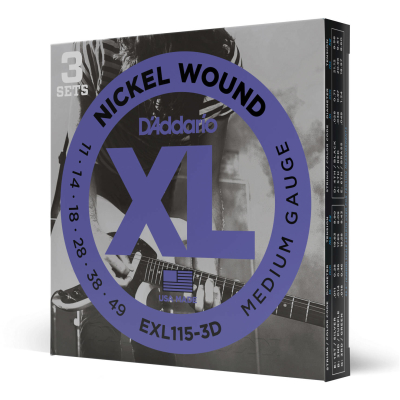 EXL115-3D - 3 Pack - Nickel Wound BLUES/JAZZ ROCK 11-49