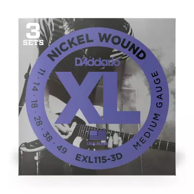 EXL115-3D - 3 Pack - Nickel Wound BLUES/JAZZ ROCK 11-49